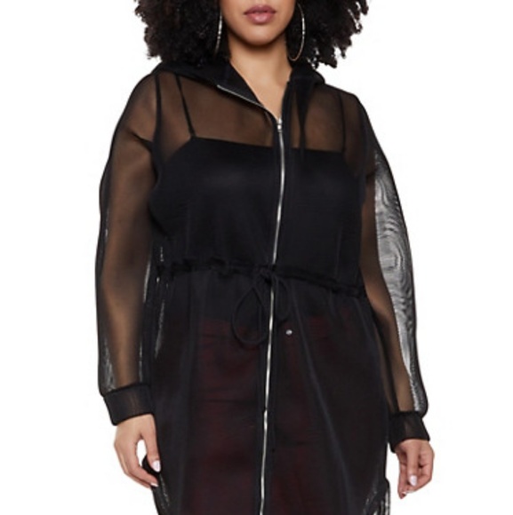 Jackets & Blazers - Mesh Hooded Jacket